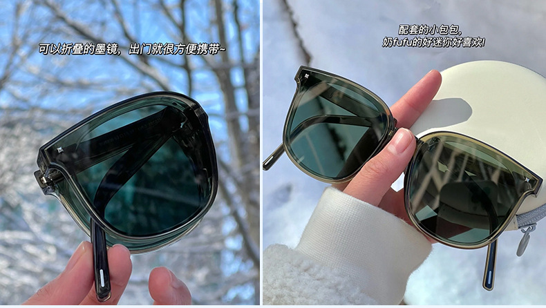 New foldable portable sunglasses for women with a high-end feel, the same style as Douyin and Xiaohongshu sun protection polarized sunglasses, trendy wholesale pic 5