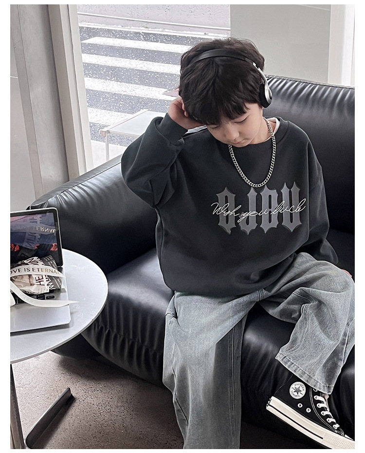 童酷儿童秋装2024湖州织里童装韩版宝宝上衣潮酷字母印花男童卫衣详情26