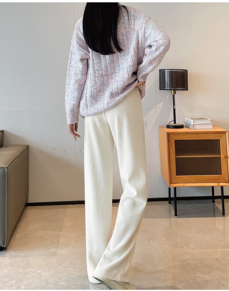 150-240斤胖MM大码女裤欧棉绒秋季高腰窄版阔腿裤垂坠感休闲裤子详情21