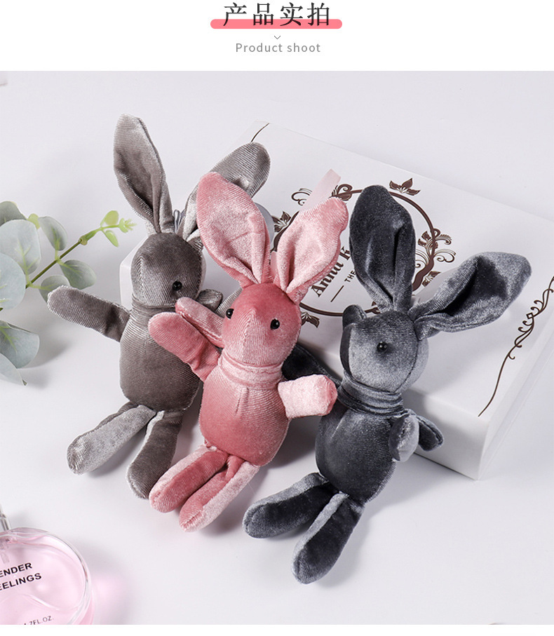 Wholesale of Korean plush Internet celebrity wish rabbit pendants, eternal flower bouquets, rabbit backpacks, keys, plush toys and accessories pic 9