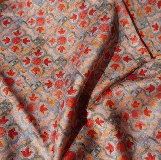 国潮【盘锦】天丝亚麻数码印花植物染 中国风花卉连衣裙衬衫旗袍面料详情8
