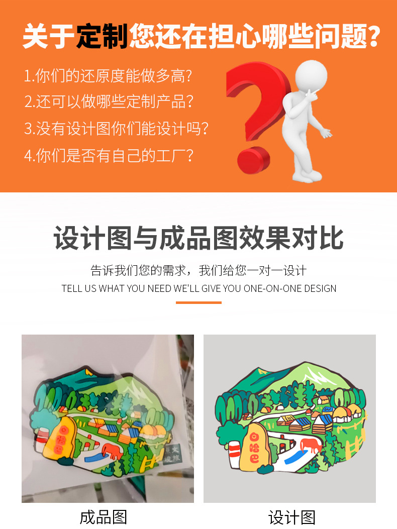 卡通创意树脂磁性冰箱贴定制 个性PVC软胶立体冰箱贴定做来图定做详情4