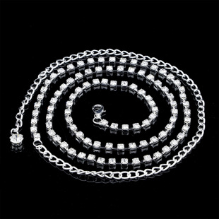 欧美闪钻排镶钻弹力水晶脚链手链 多层可选 银色金色详情22