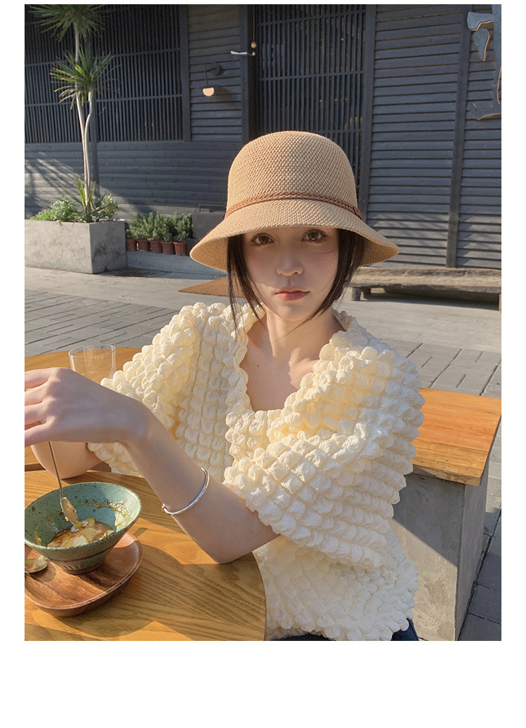 麻花装饰透气渔夫帽子女春夏天百搭遮阳盆帽日系休闲旅游圆顶礼帽详情8