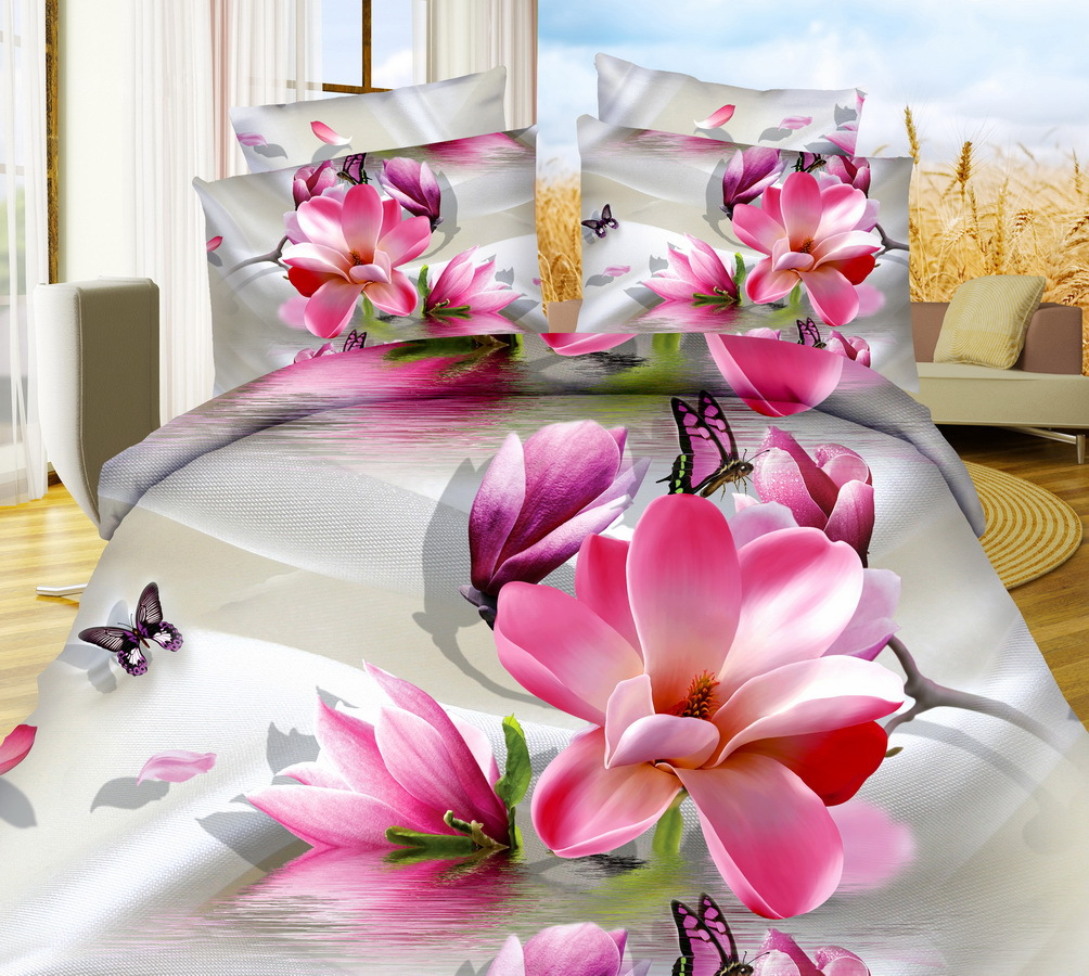 Wholesale of 3D four-piece sets of printed bedding for export with active brushed large patterns pic 39