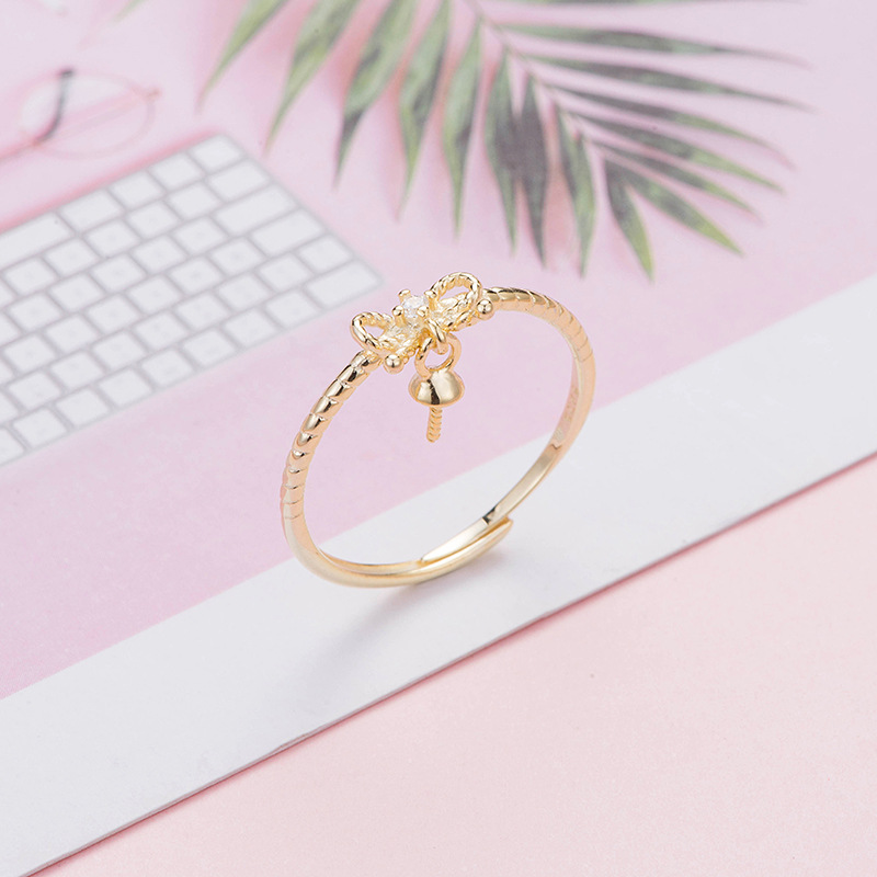 S925银简约戒指托粘珠子配件珍珠粘扣银镀白金珍珠配件详情12