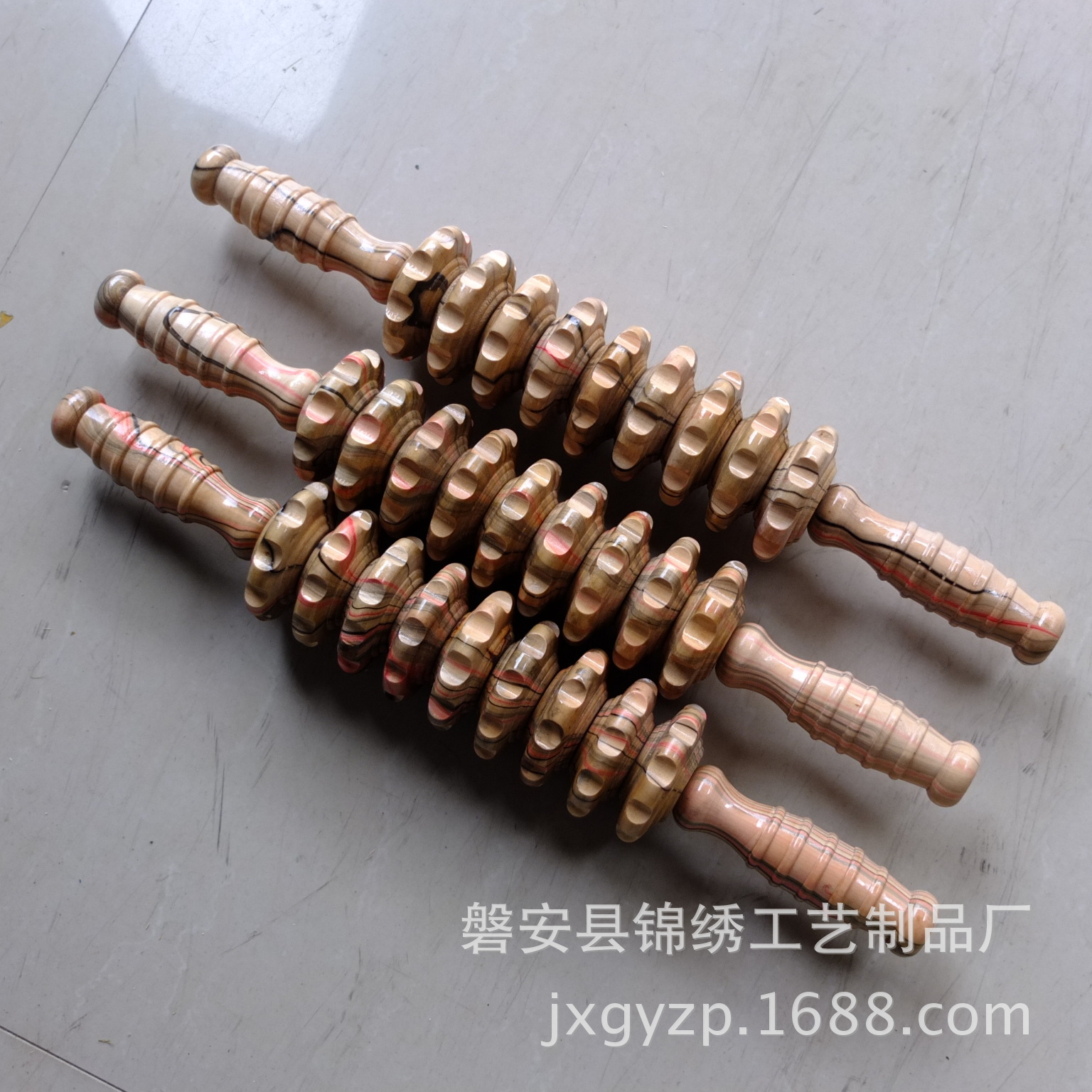 Factory direct sales of wooden roller massage sticks, wooden nine-wheel massage sticks, back and abdominal roller massage pic 1