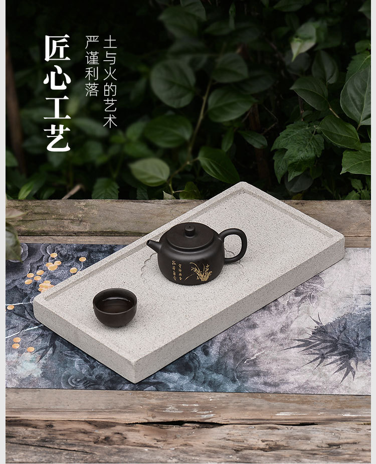 仿古陶瓷吸水茶盘速干家用小型干泡台吸水式长方形茶台新中式托盘详情2