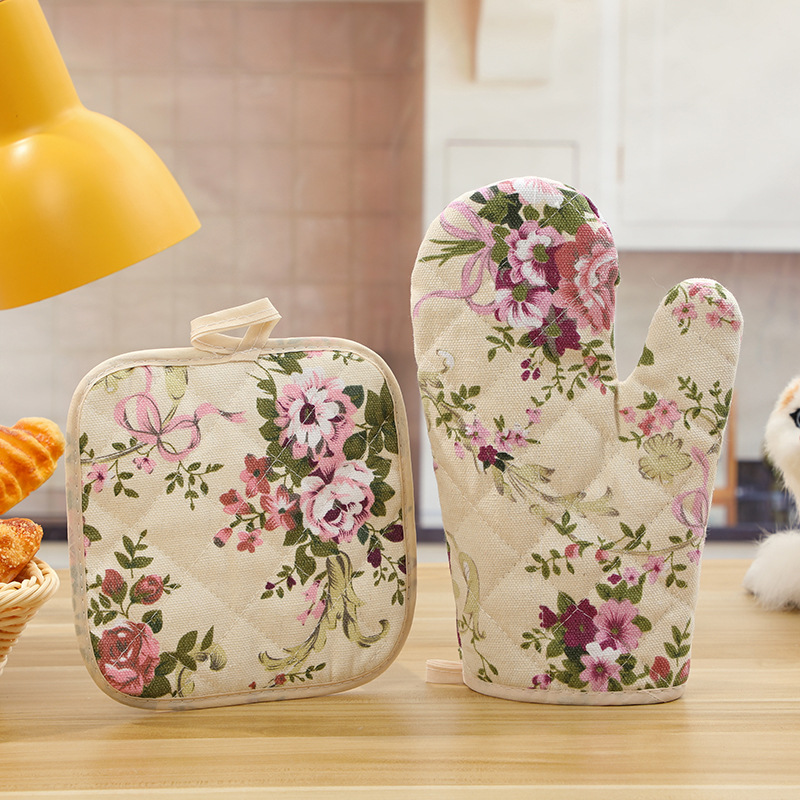 Best-selling Japanese-style apron for home kitchen, waterproof and oil-resistant, cute Korean-style Nordic-style heat-resistant microwave three-piece set pic 22