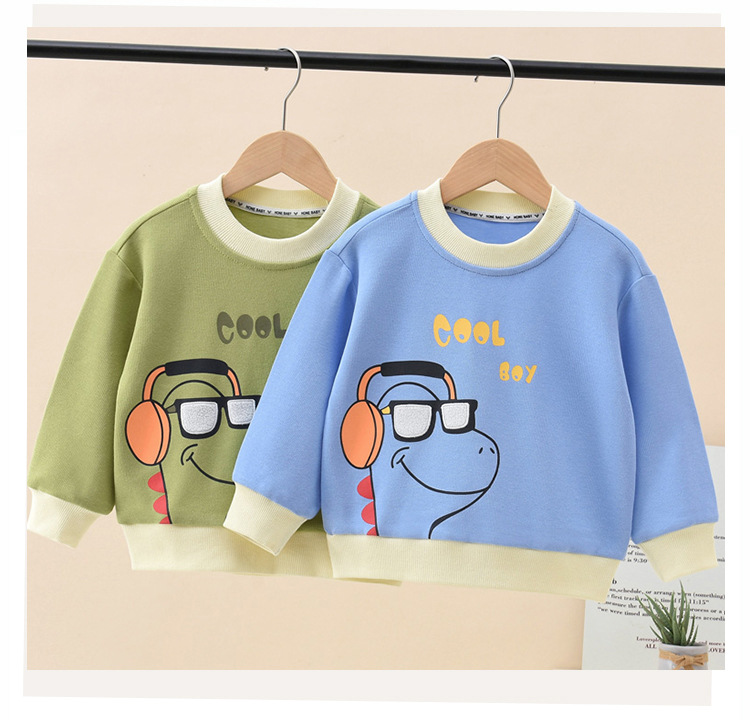 2024秋冬季新款儿童纯棉卫衣撞色宽松长袖休闲卡通套头外套卫衣详情1