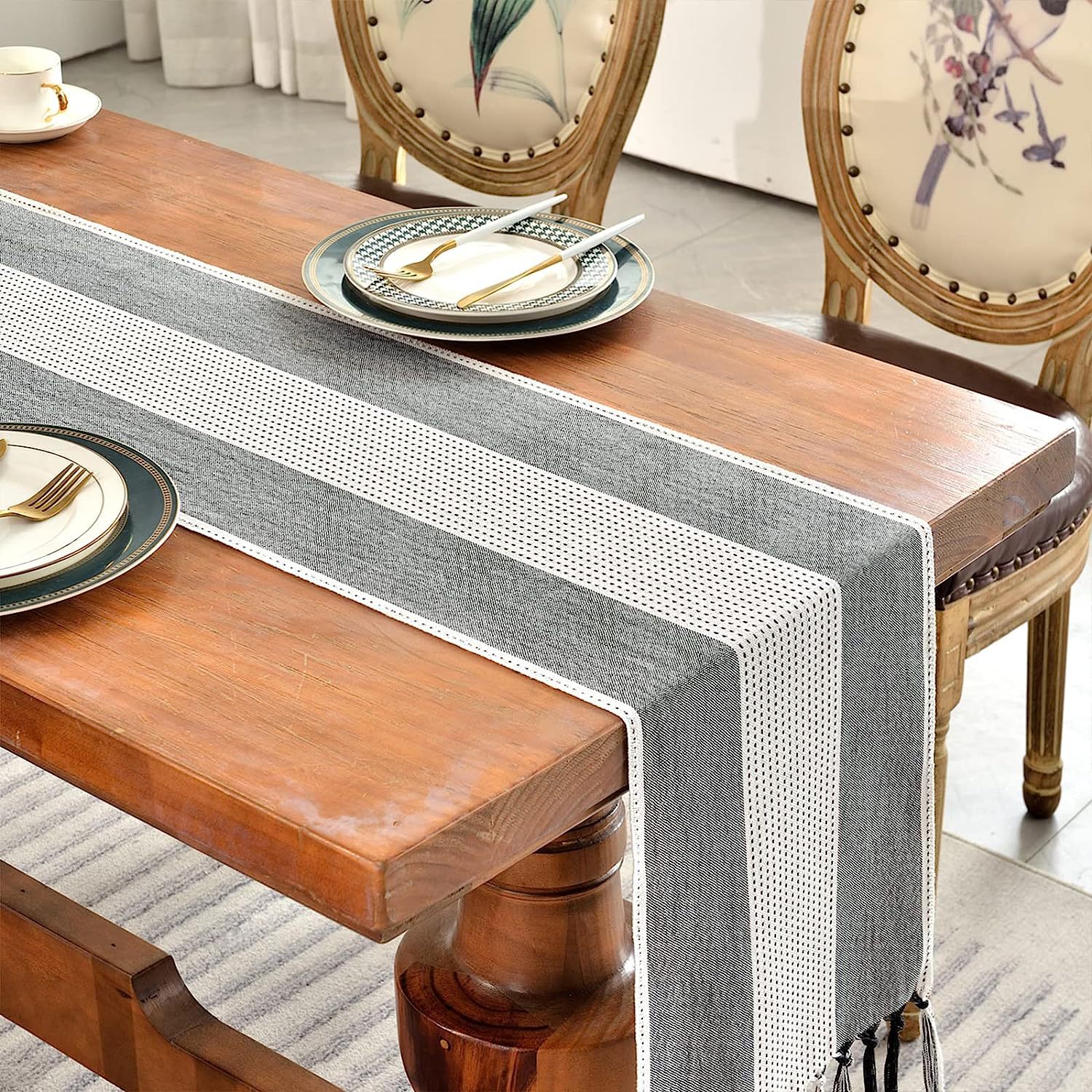 Cross-border factory direct supply table flags, American color-blocked striped tablecloths, Nordic coffee tables, long bed flags, shoe cabinet flags, tea flags pic 19