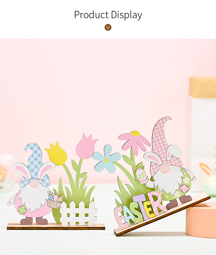 New cross-border Haobei Easter decorations, Easter wooden printed ornaments, Easter atmosphere setting pic 6