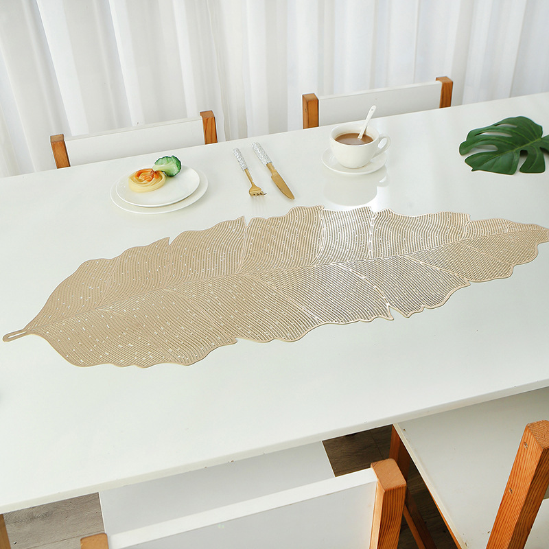 Cross-border best-selling banana leaf table flag heat insulation table mat, retro and simple tea flag cloth, household coffee table decoration mat wholesale pic 4