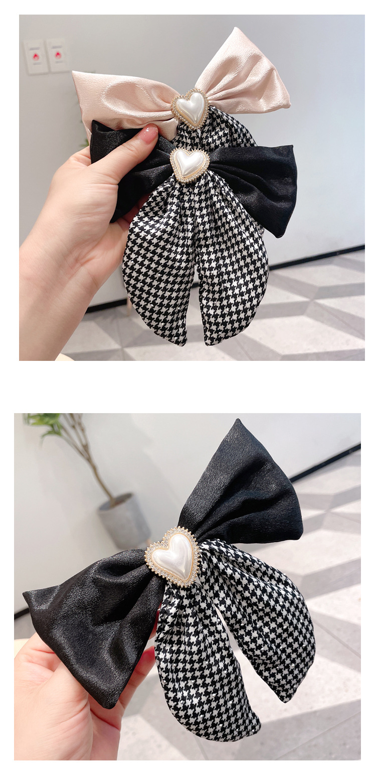 Korean sweet big hair clip, heart-shaped checkered bow clip, top clip on the back of the head, popular hair accessory ponytail clip for girls pic 12