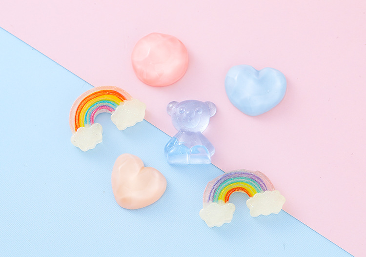 透明糖果色树脂立体小熊爱心彩虹DIY手机壳发夹手作饰品配件批货详情9