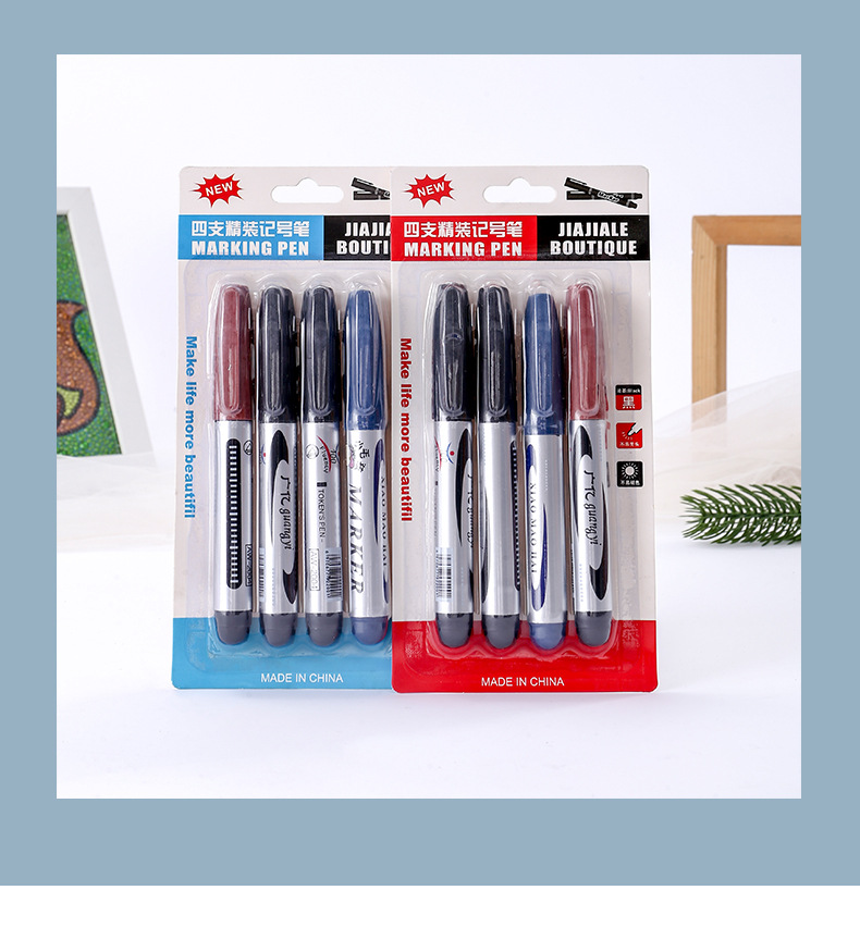 Factory direct sales of marker pens, quick-drying, oil-based, non-fading, express logistics, large-head and thick-head pens, 4-piece package wholesale pic 9