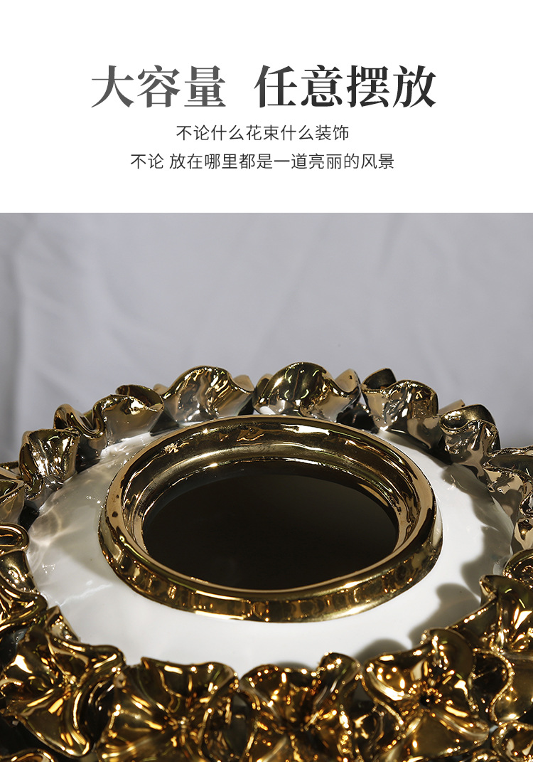 New ceramic electroplated decal golden general jar, European-style flower arrangement vase, handicraft display item, decorative storage jar pic 4