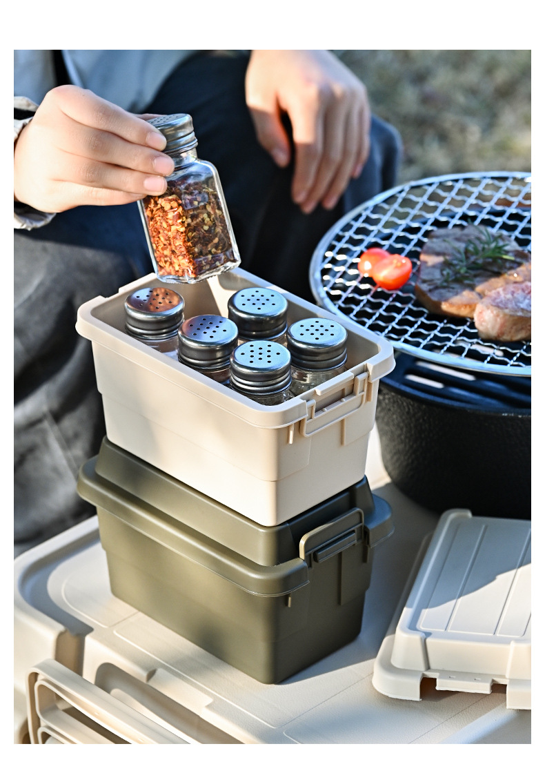 Camping seasoning bottle storage box, mini small storage box, outdoor desktop multi-functional storage box, miscellaneous bucket pic 17