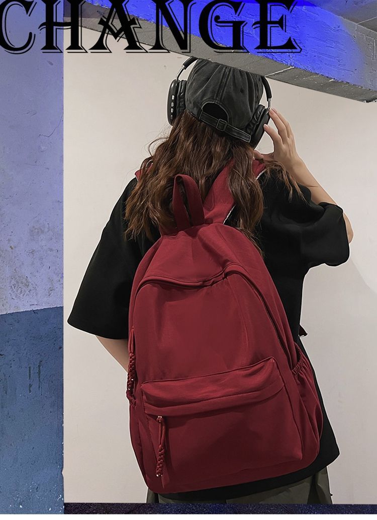 贝尔书包女生大学生简约黑色大容量初中生高中2024新款背包双肩包详情2