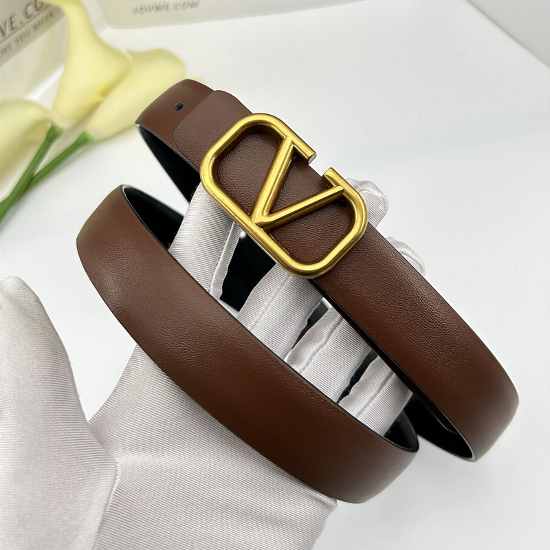 女士真皮细腰带小V字母扣打孔皮带装饰搭配连衣服韩版百搭裤袋详情8