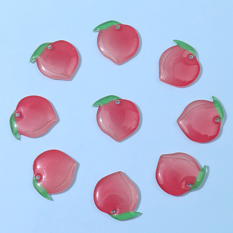 DIY bulk accessories wholesale resin peach slice earrings, earrings, hairpins, pendants, peach pendants, handcrafted materials pic 5