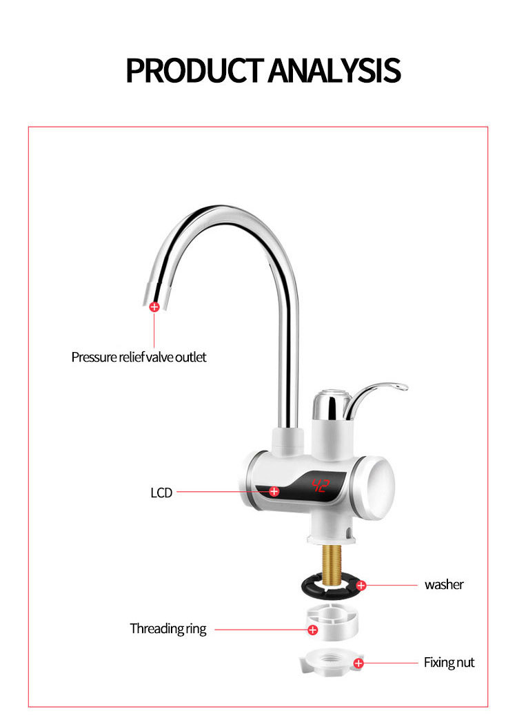 Household kitchen vegetable washing instant hot water faucet, quick heating, unique display, cold and hot dual-purpose, energy-saving electric hot water faucet pic 35