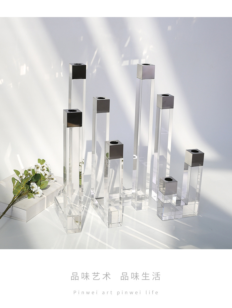 High-end Nordic crystal candlestick ornaments for wedding romantic candlelight dinners, wholesale of candles and candlesticks for Western restaurants and hotels pic 27