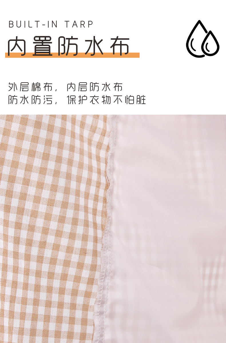 新款全棉双层防水防油布艺围裙 康乐屋厨房无袖格子家用围裙批发详情10