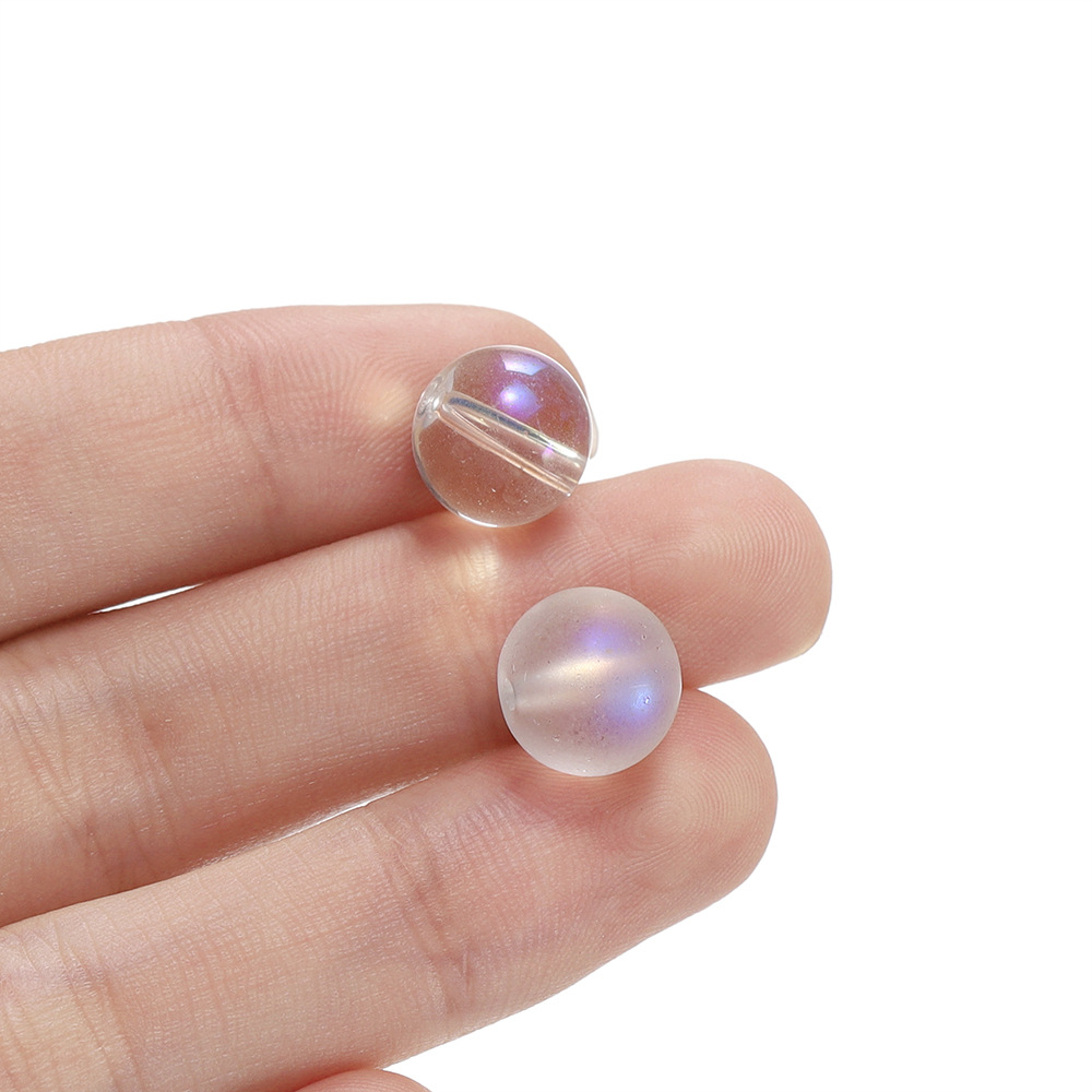 White frosted crystal moonstone, round beads, transparent glass, gradient and dazzling scattered beads, diy bracelet material pic 13