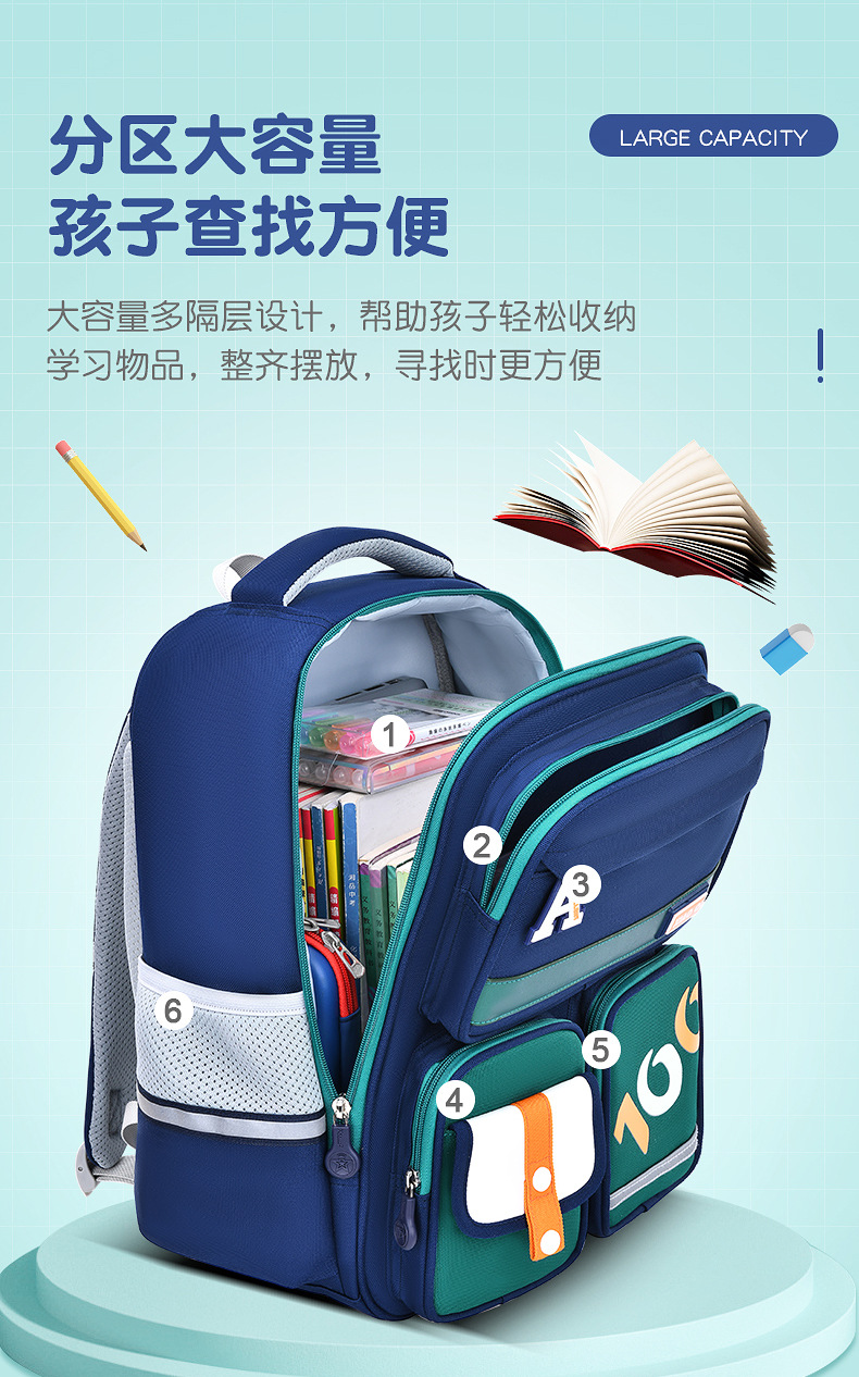 2023新款小学生书包减负护脊学院风男女儿童双肩背包大容量100分A详情9