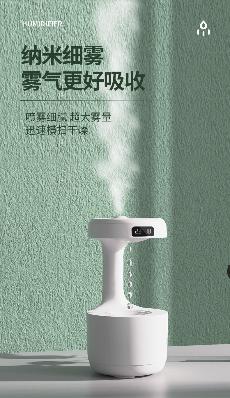 Anti-gravity humidifier, water droplet backflow aroma diffuser, large-capacity office and bedroom silent fog volume household spray meter pic 6