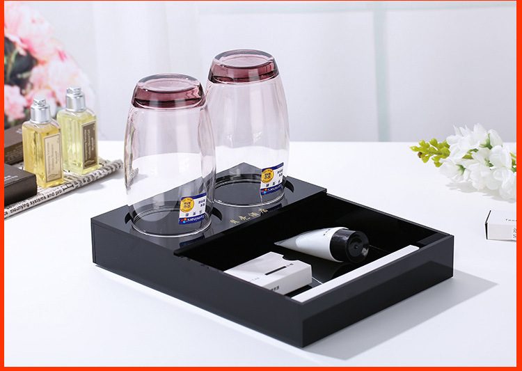 酒店牙具盒亚克力宾馆洗漱用品盒客房耗品纸巾盒托盘遥控盒收纳盒详情32