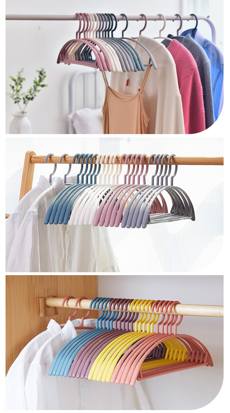 10 custom-made semi-circular seamless plastic clothes hangers for home use, macaron-colored anti-slip hangers, clothes will leave no trace pic 9