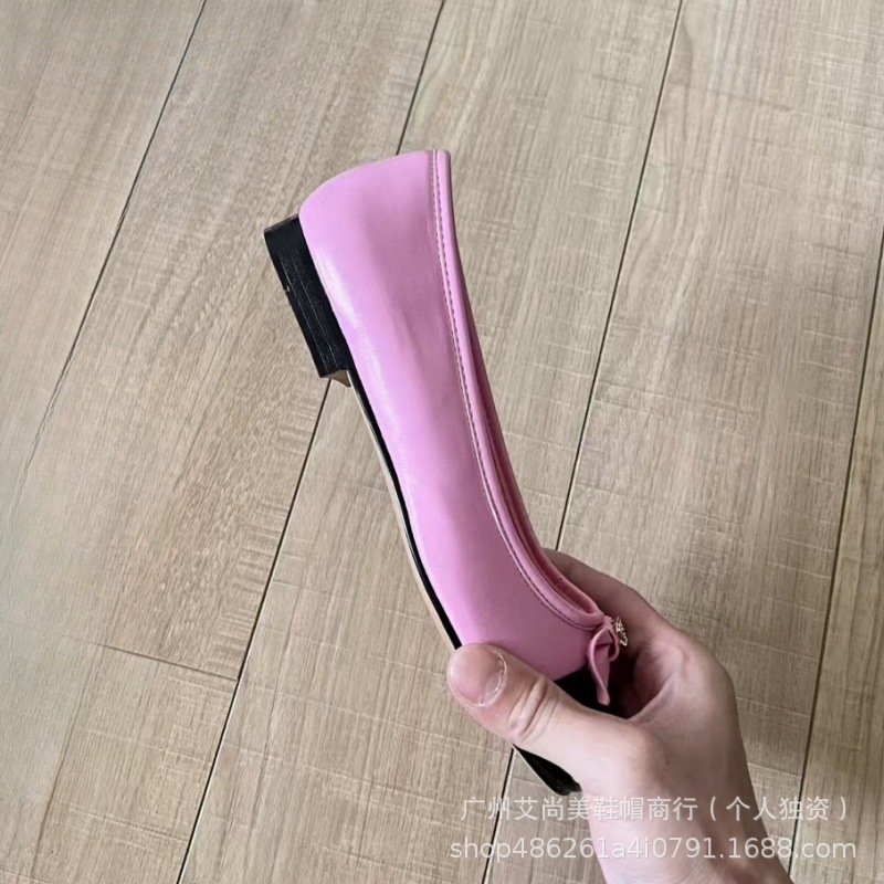 小香风蝴蝶结芭蕾舞鞋2024年新款低跟真皮拼色浅口圆头气质单鞋女详情9