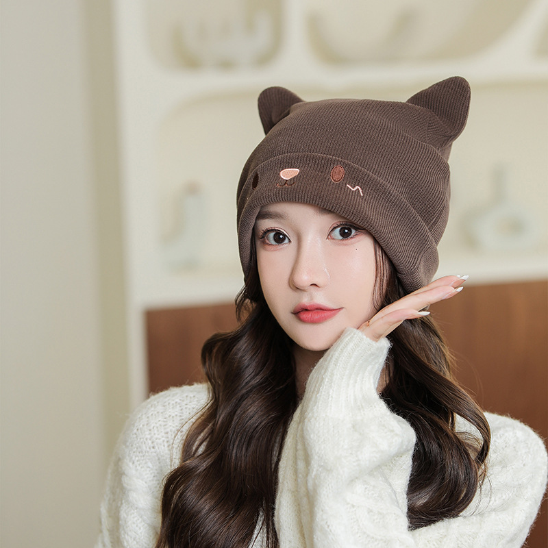 Gorro de punto mujer otoño invierno japonés manga de dibujos animados lindo gorro de oreja de conejo versión coreana heap heap gorro térmico gorro frío pic 11