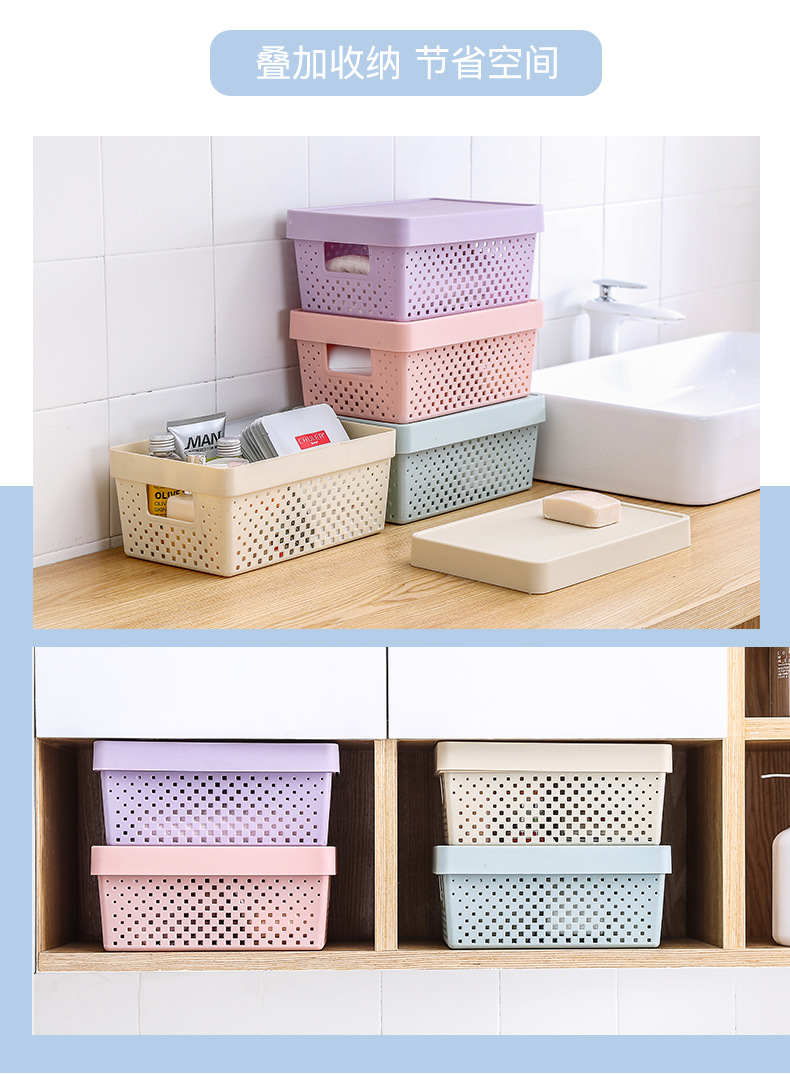European-style organizing and storage basket, Nordic color bathroom cosmetics storage box, desktop sundries storage box 0750 pic 6