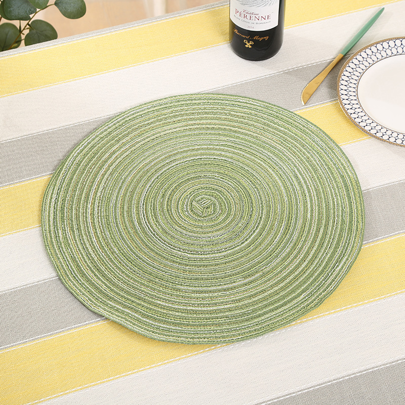 现代简约创意渐变色棉线编织圆形餐垫 西餐垫隔热垫家用防滑防烫杯垫批发详情13