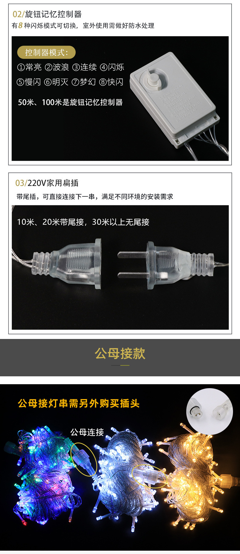 LED灯串户外庭院满天星防水彩灯圣诞婚庆串灯节日露营氛围灯详情1