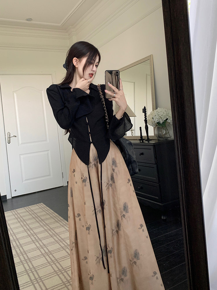 A new Chinese-style long-sleeved shirt set for women in spring and autumn, with a cool and Zen-like atmosphere. A two-piece skirt and trousers set pic 40