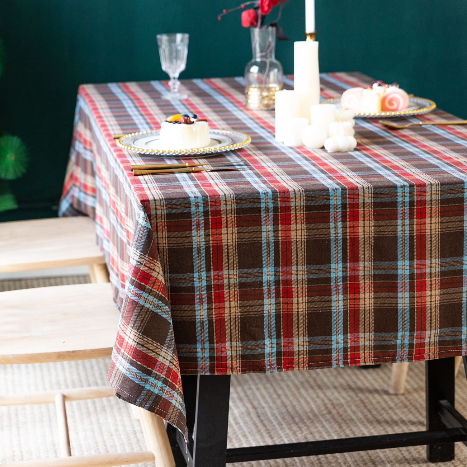 American green checkered table fabric Christmas Day Amazon rectangular atmosphere decoration tablecloth manufacturer, South Korea pic 18
