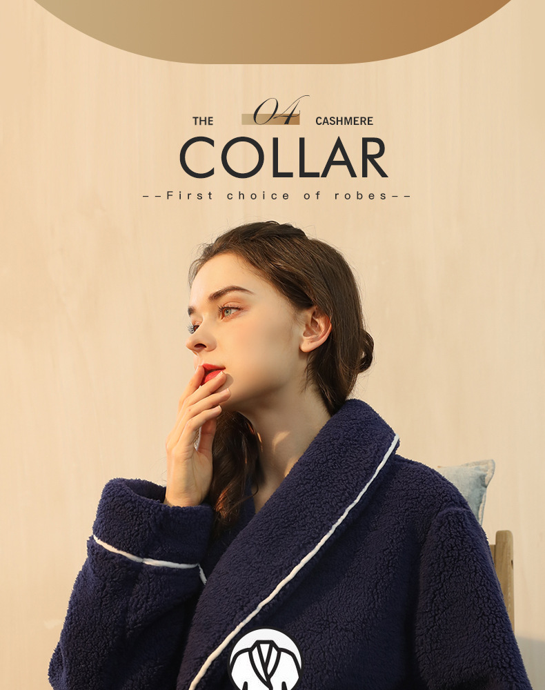 秋冬季加厚舒棉绒睡袍男士冬天加肥大码轻奢情侣浴袍女加长款睡衣详情5