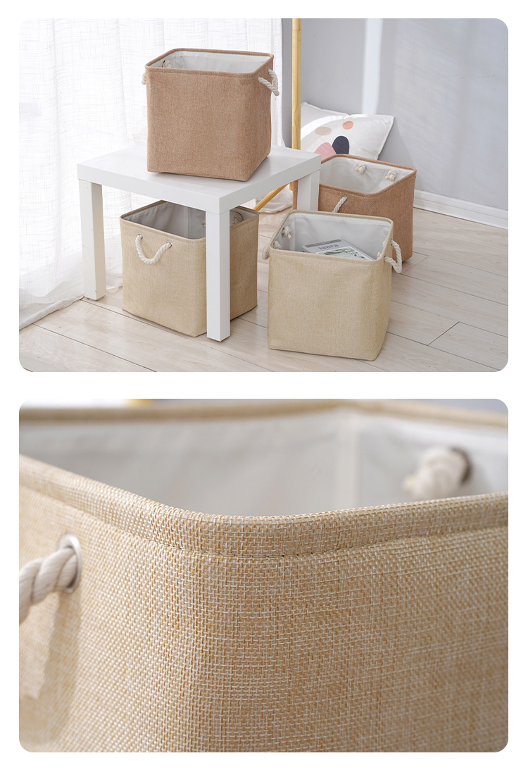 Linen storage basket, hand-held large-capacity storage basket, foldable skin care products, miscellaneous storage box, cross-border supply pic 8