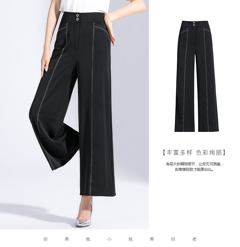 雪纺窄版直筒阔腿裤女裤子2024夏季新款高腰垂感夏季宽松气质长裤详情26