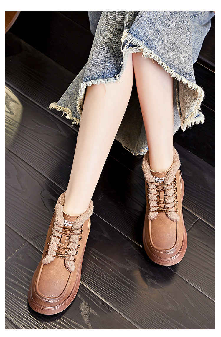 新款厚底雪地靴女2024冬季女士加绒保暖短靴女复古名族风百搭女靴详情30