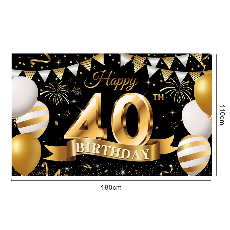跨境黑金色数字生日横幅 摄影拍照背景布幕布 生日派对场景布装饰 工艺品添彩你的派对详情11