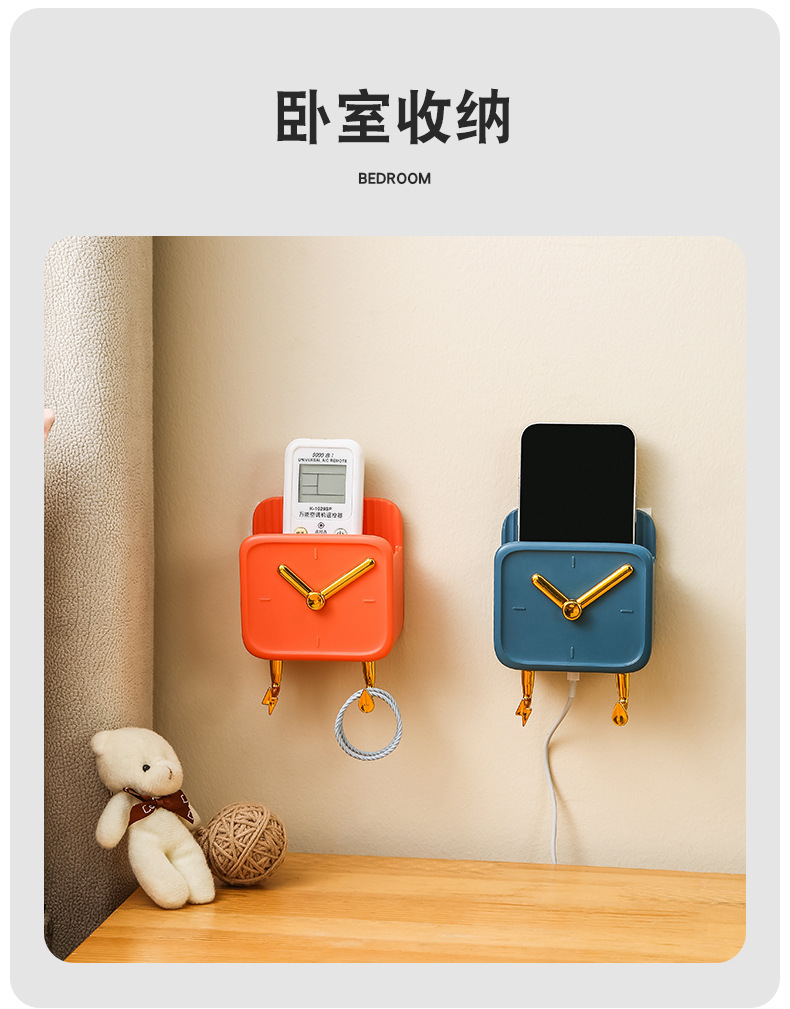 New wall-mounted mobile phone charging stand, TV, air conditioner remote control storage box, non-drilling and seamless wall-mounted storage rack pic 11