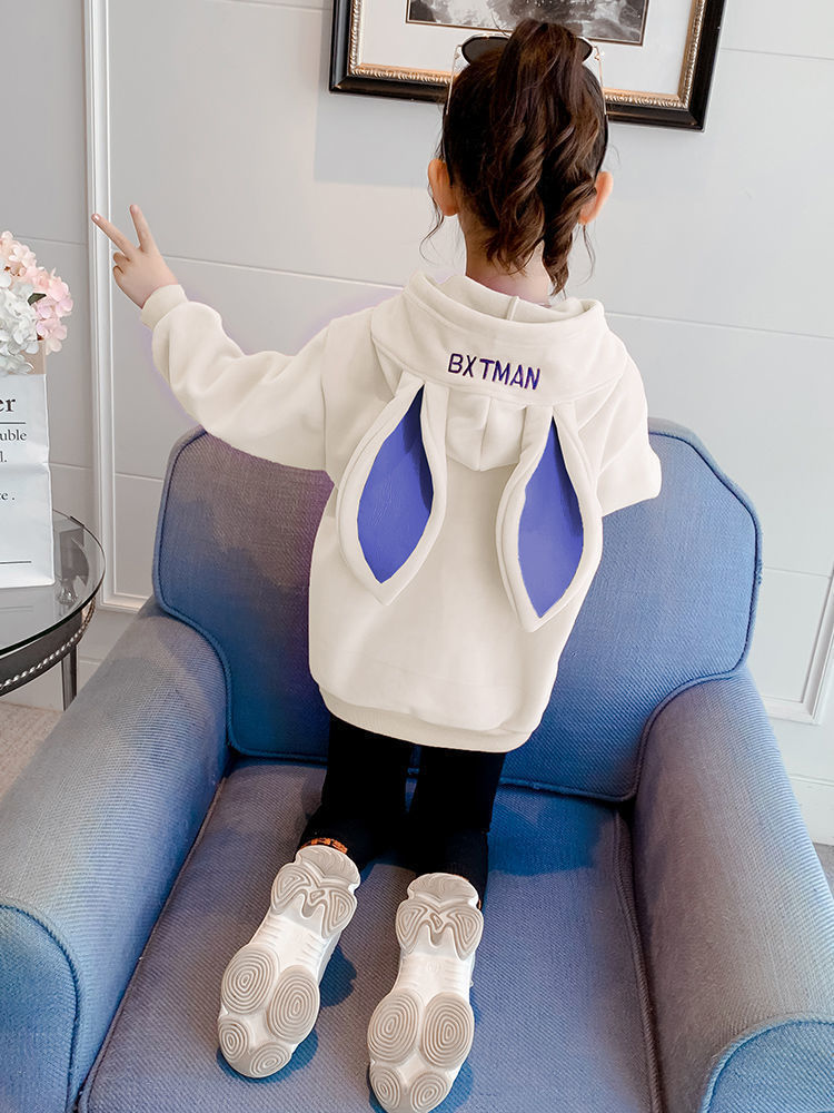 New plush and thickened hoodies for girls in autumn and winter. Stylish and warm tops for little girls and hoodies for big kids in winter pic 10