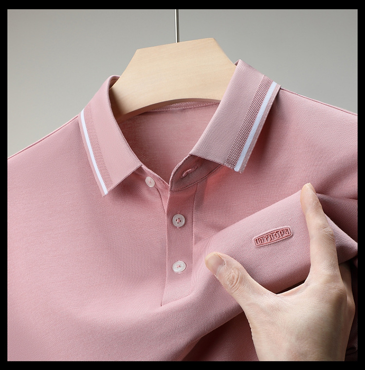Lujo gran marca hombre morera seda manga corta polo verano 2024 nuevo medio y joven casual color sólido camiseta de gama alta pic 29