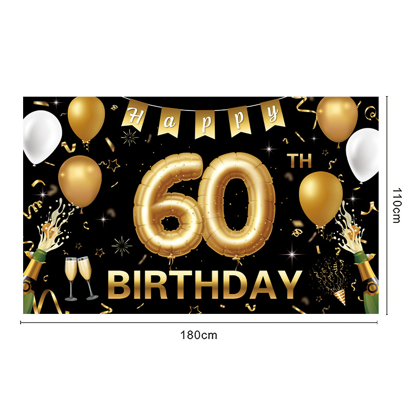 跨境黑金色数字生日横幅 摄影拍照背景布幕布 生日派对场景布装饰 工艺品添彩你的派对详情15