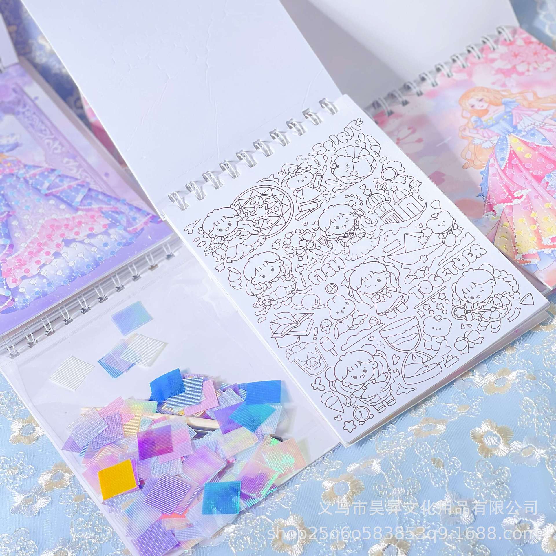 可爱公主戳戳乐线圈本涂色二合一手工套装水彩填色本女孩益智玩具详情9